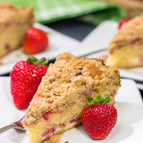 This Strawberry Cream Cheese Coffee Cake is a cross between a breakfast Danish and a coffee cake - it's a delicious way to celebrate fresh strawberry season!