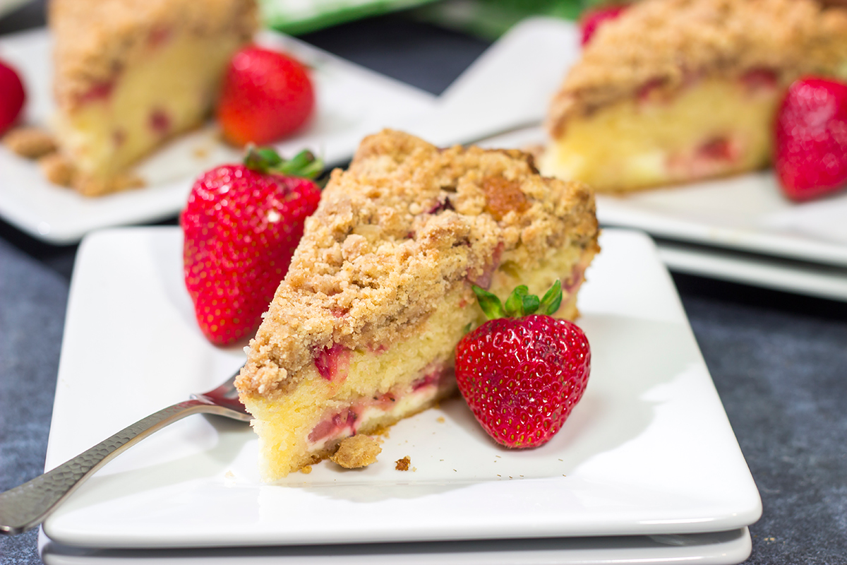 This Strawberry Cream Cheese Coffee Cake is a cross between a breakfast Danish and a coffee cake - it's a delicious way to celebrate fresh strawberry season!