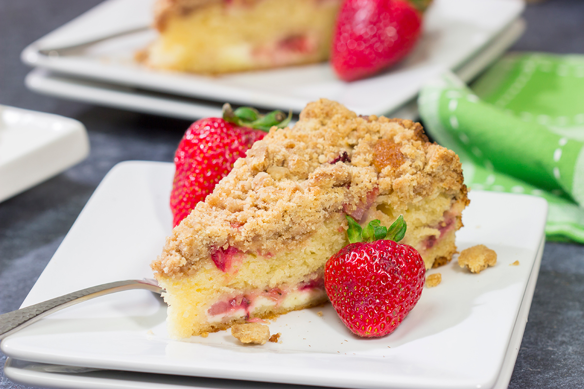 This Strawberry Cream Cheese Coffee Cake is a cross between a breakfast Danish and a coffee cake - it's a delicious way to celebrate fresh strawberry season!