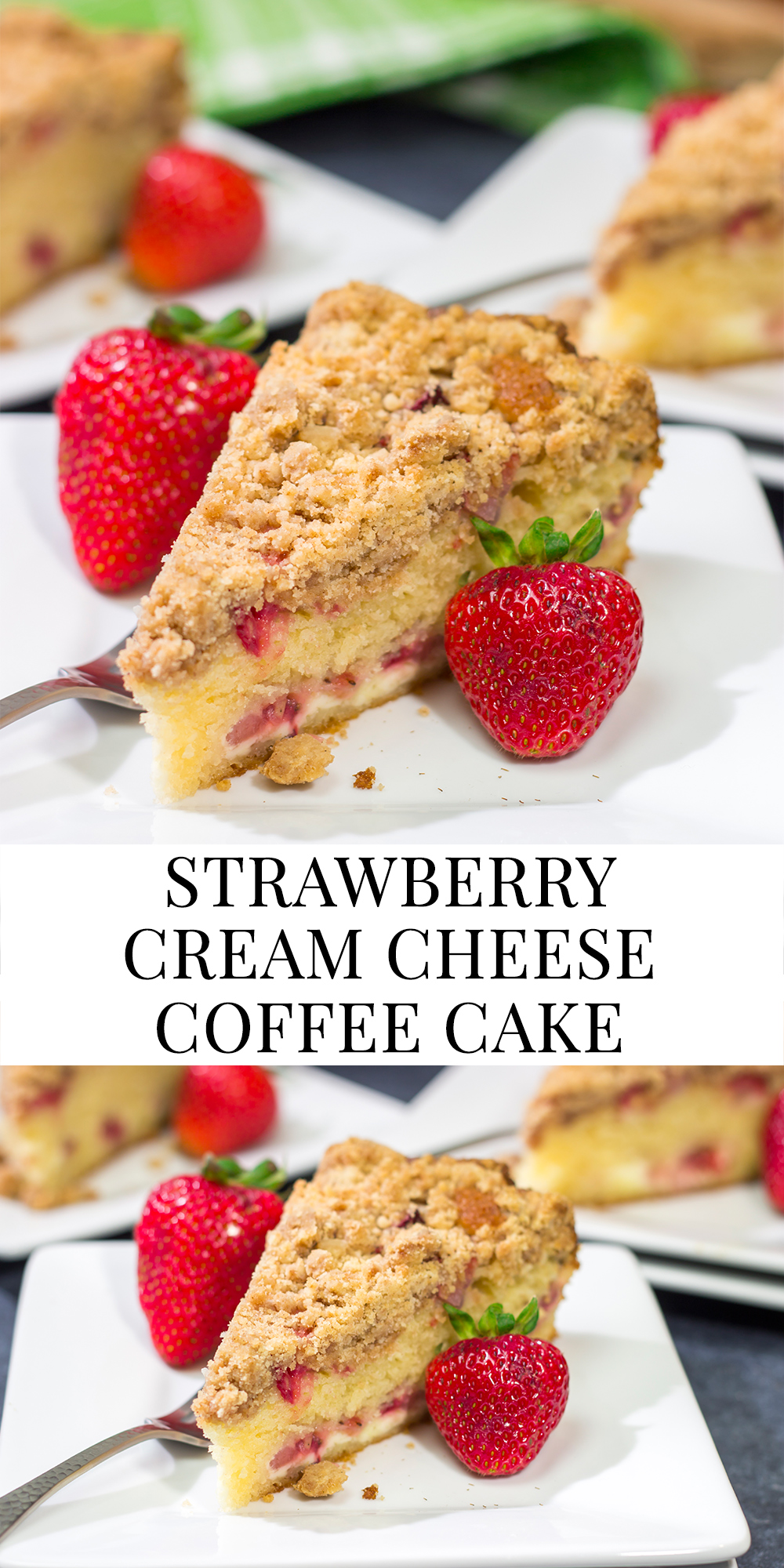 This Strawberry Cream Cheese Coffee Cake is a cross between a breakfast Danish and a coffee cake - it's a delicious way to celebrate fresh strawberry season!