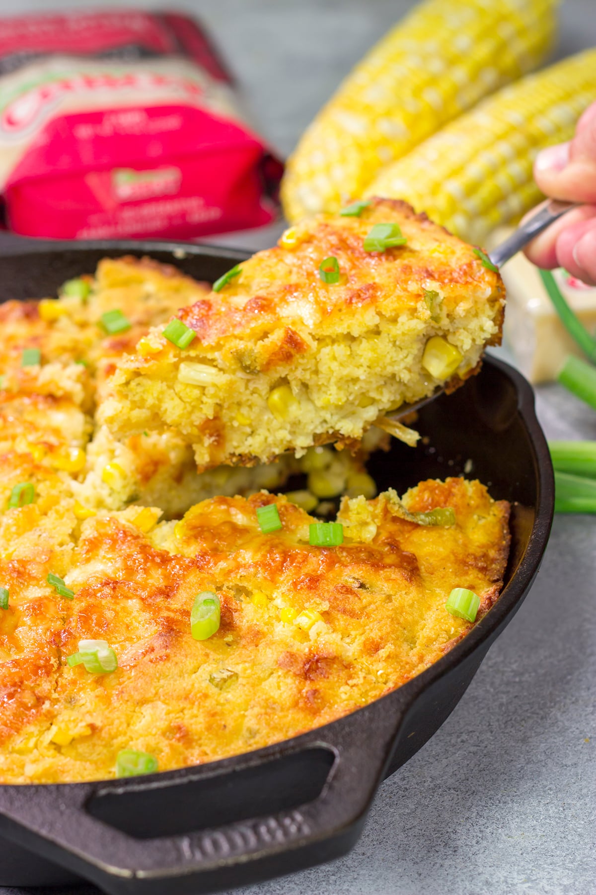Loaded with cheddar cheese and fresh corn, this Cheesy Skillet Cornbread is a great side dish for late summer or fall meals!