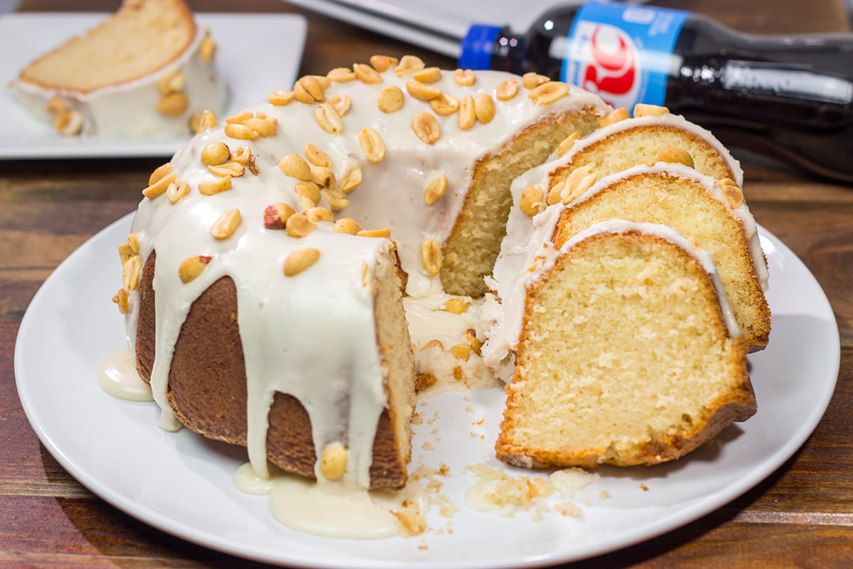Ever heard of putting peanuts in cola? It's an old-timey Southern tradition! This RC Cola Pound Cake channels that combination. A slice of this cake is salty, sweet and delicious!