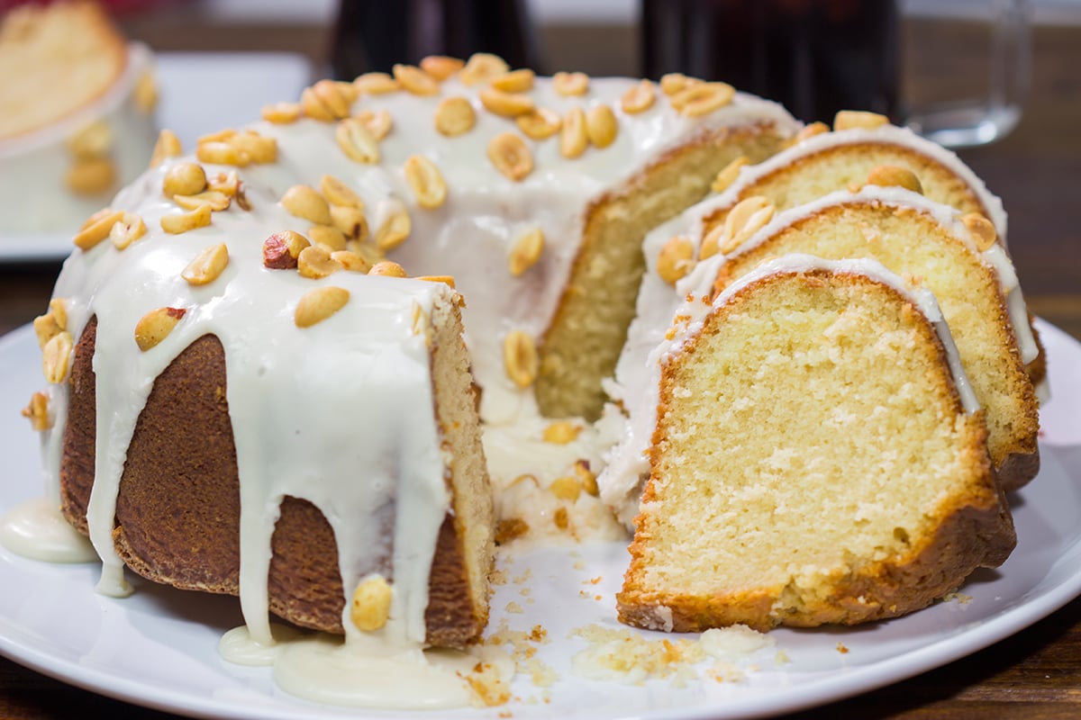 Ever heard of putting peanuts in cola? It's an old-timey Southern tradition! This RC Cola Pound Cake channels that combination. A slice of this cake is salty, sweet and delicious!