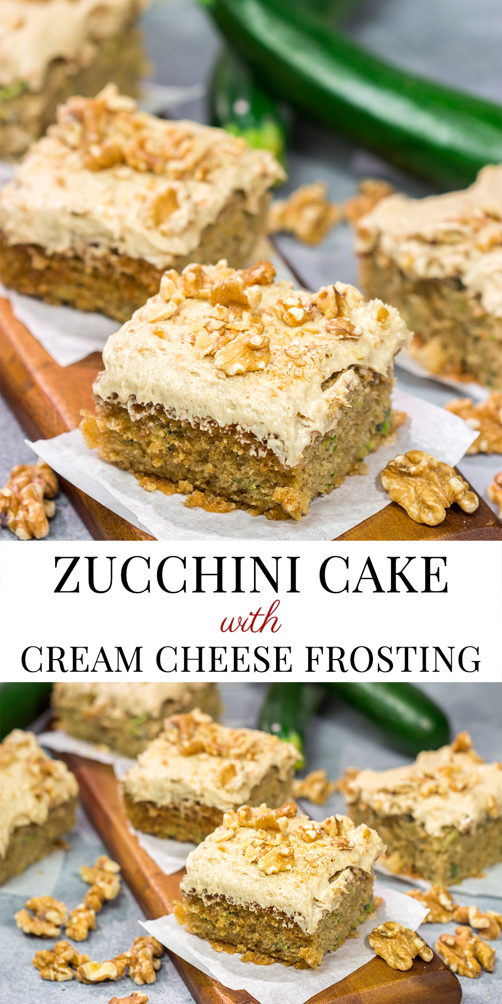 Looking for a way to use up extra zucchini? Bake it into a cake! This Zucchini Cake with Cream Cheese Frosting is a favorite dessert in our house every summer!