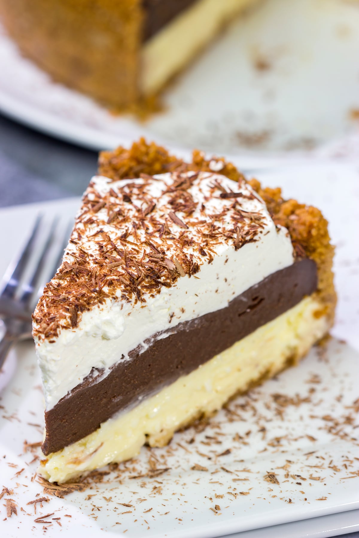 Creamy cheesecake. Rich chocolate pudding. Fresh whipped cream. They all come together in this delicious Chocolate Cream Pie Cheesecake. Grab a slice tonight!