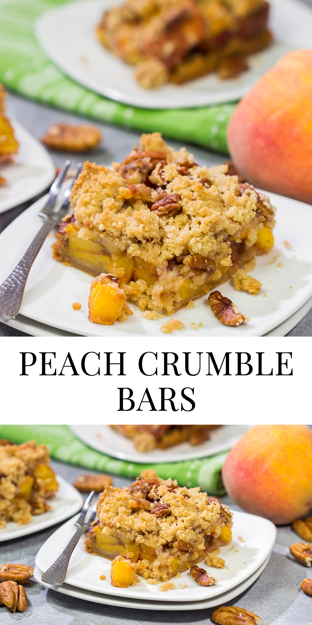 It's fresh peach season! These easy Peach Crumble Bars make for a fantastic summer dessert. Grab some peaches and get a batch of these bars in the oven today!