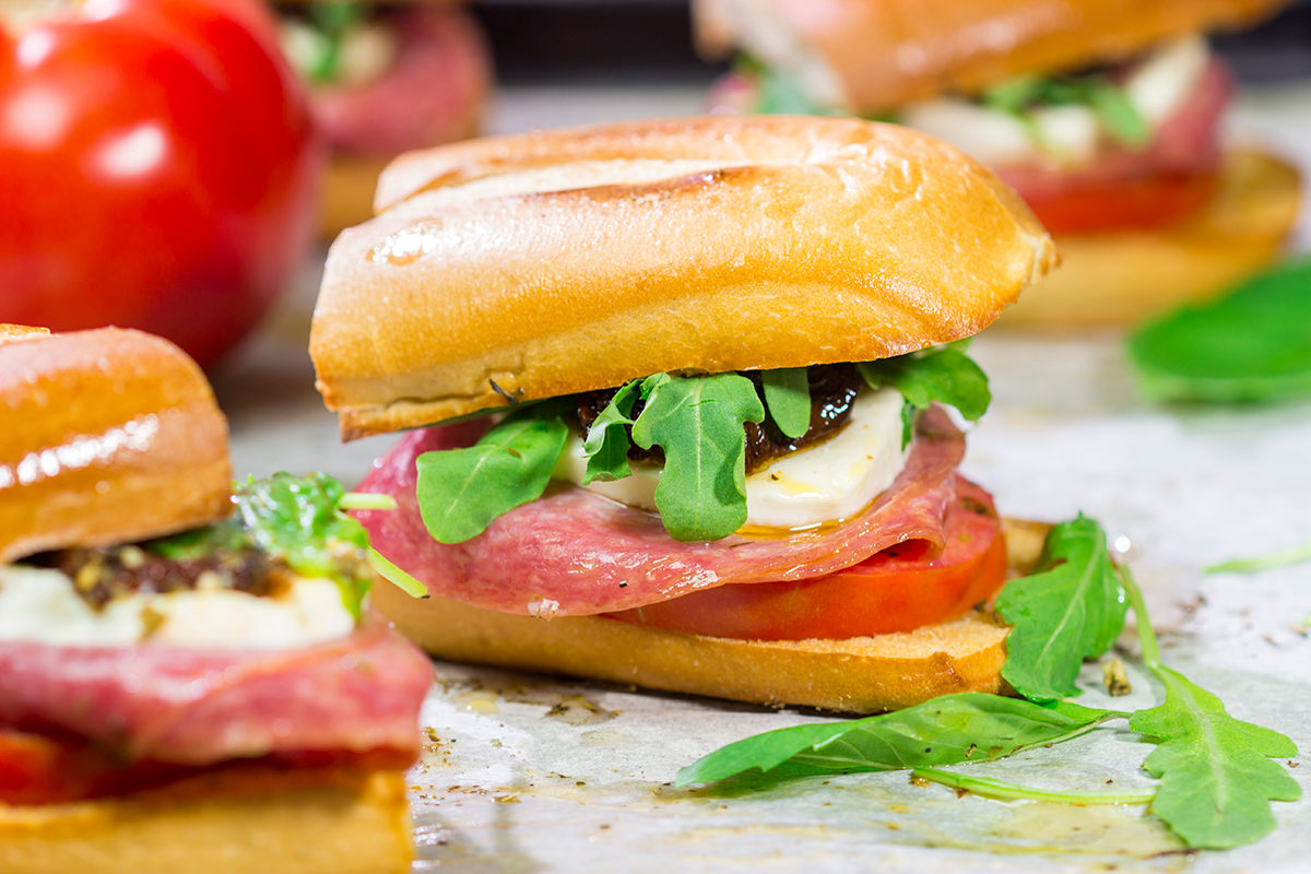 Layered with all sorts of delicious Italian ingredients, these Salami Pesto Sandwiches are packed with flavor!