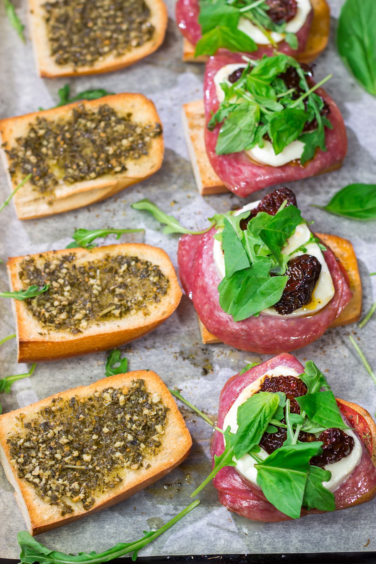 Layered with all sorts of delicious Italian ingredients, these Salami Pesto Sandwiches are packed with flavor!