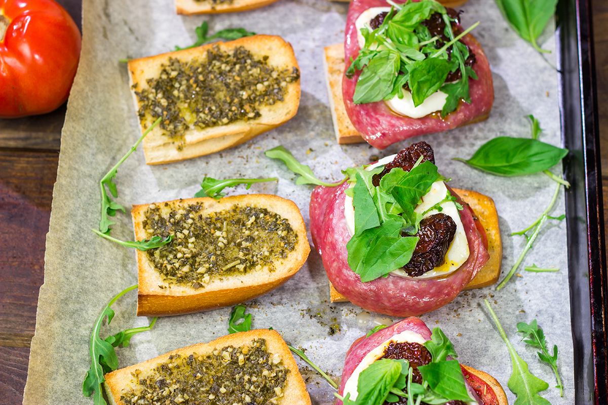 Layered with all sorts of delicious Italian ingredients, these Salami Pesto Sandwiches are packed with flavor!