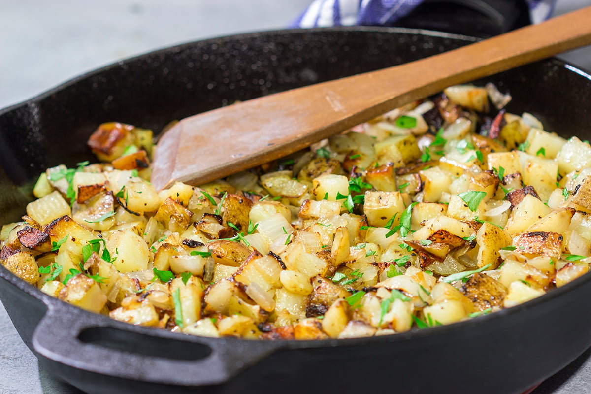 These Southern Fried Potatoes are tender on the inside and golden brown on the outside. They're a great side dish for breakfast and brunch!