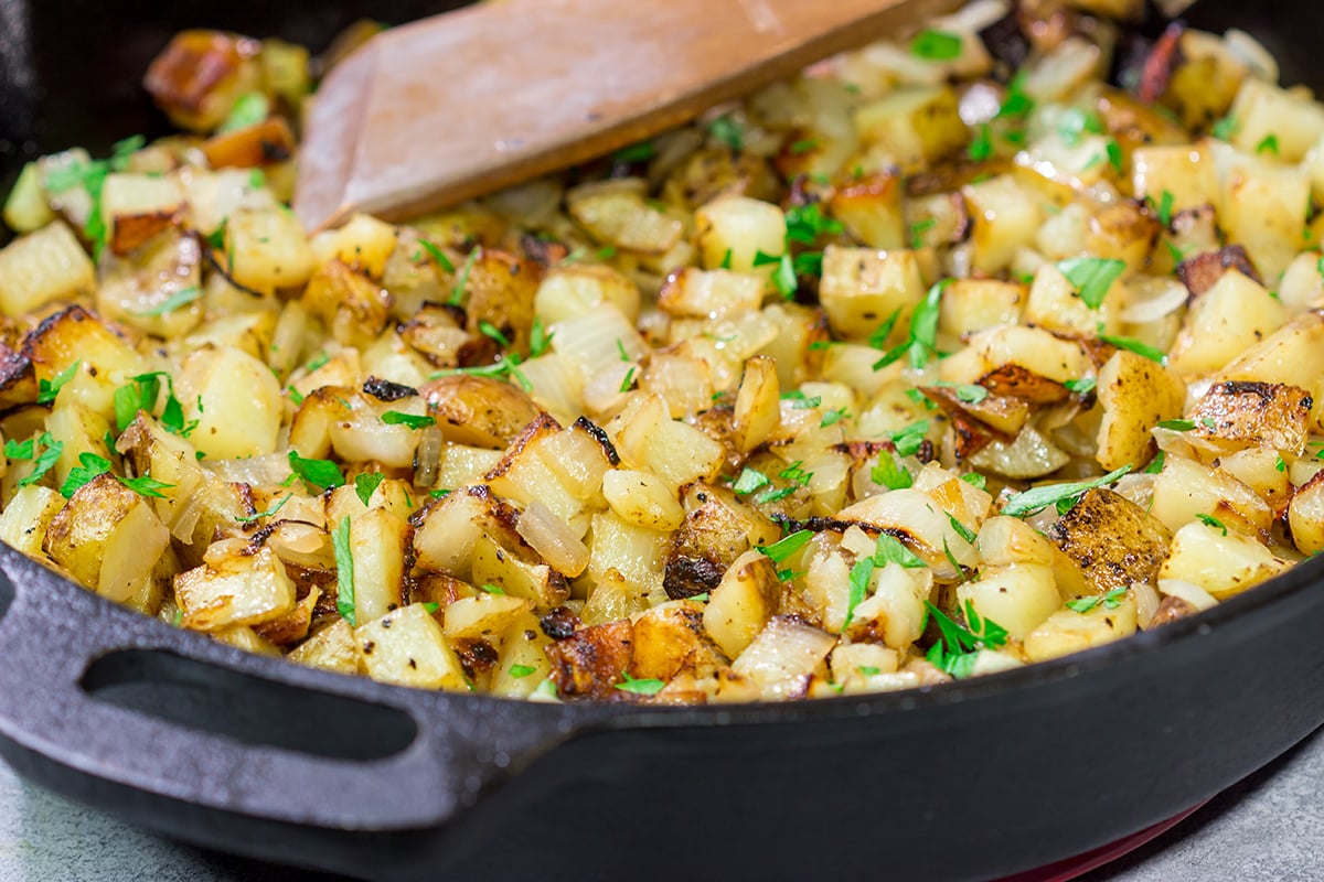 These Southern Fried Potatoes are tender on the inside and golden brown on the outside. They're a great side dish for breakfast and brunch!