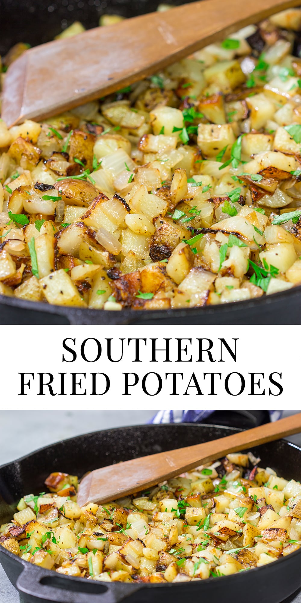 These Southern Fried Potatoes are tender on the inside and golden brown on the outside. They're a great side dish for breakfast and brunch!