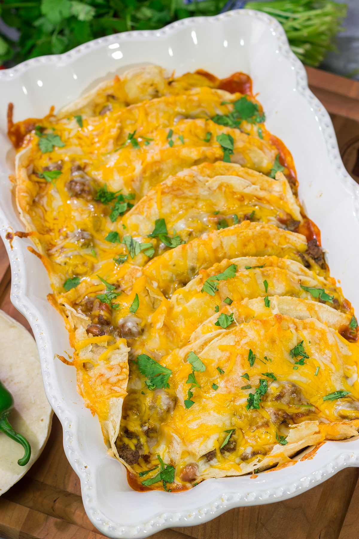 This Beef Enchiladas recipe makes for a fantastic weeknight meal! It's easy to prepare, and it's comfort food at its best!