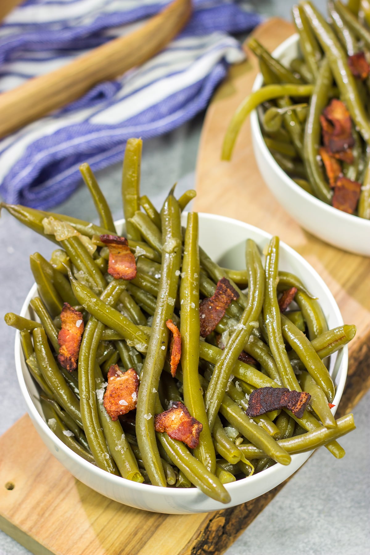 These Slow Cooker Green Beans are an easy and tasty way side dish. They're perfect for Thanksgiving or Christmas...or just a cold winter day!