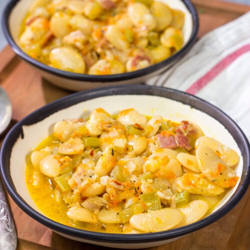 These Southern Lima Beans are cooked from scratch for a meaty, rich flavor. They make for a great side dish any time of the year!
