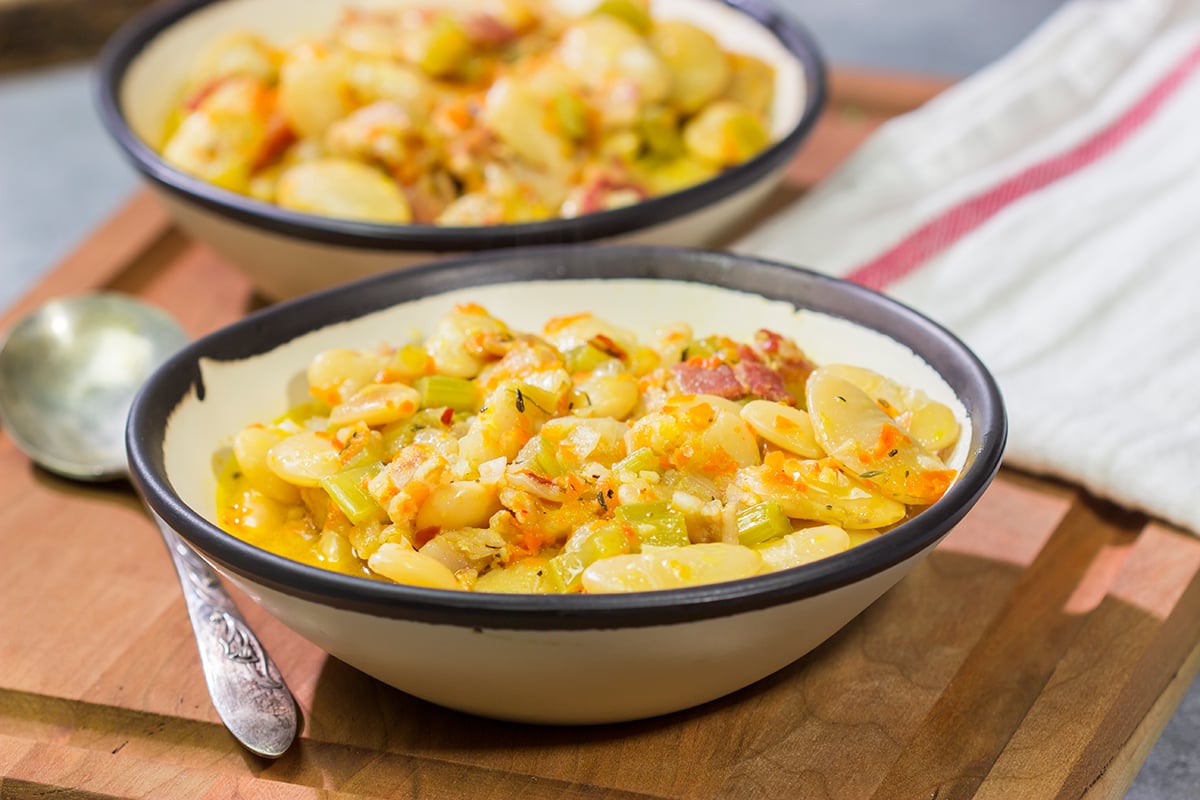 These Southern Lima Beans are cooked from scratch for a meaty, rich flavor. They make for a great side dish any time of the year!
