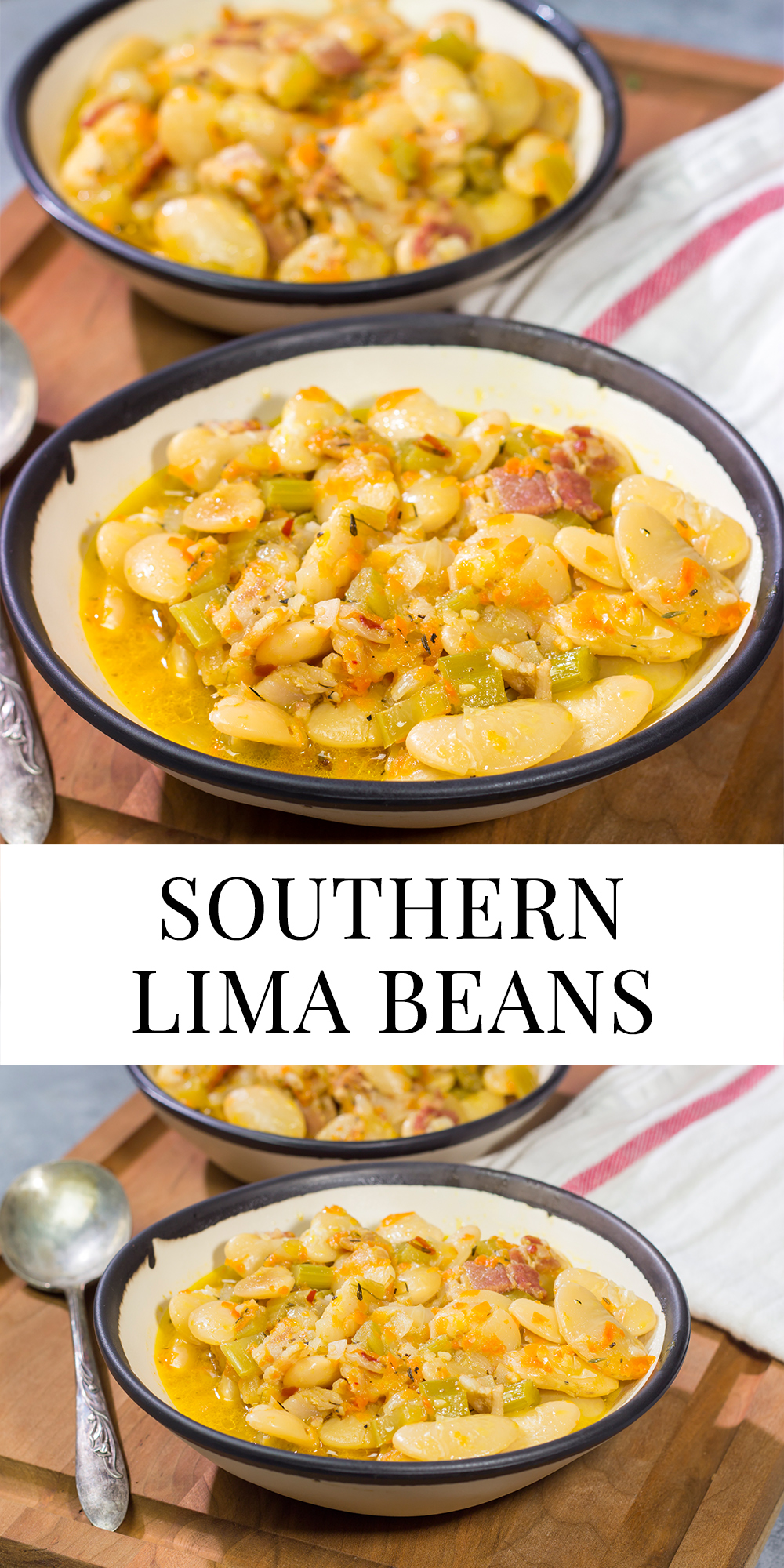 These Southern Lima Beans are cooked from scratch for a meaty, rich flavor. They make for a great side dish any time of the year!