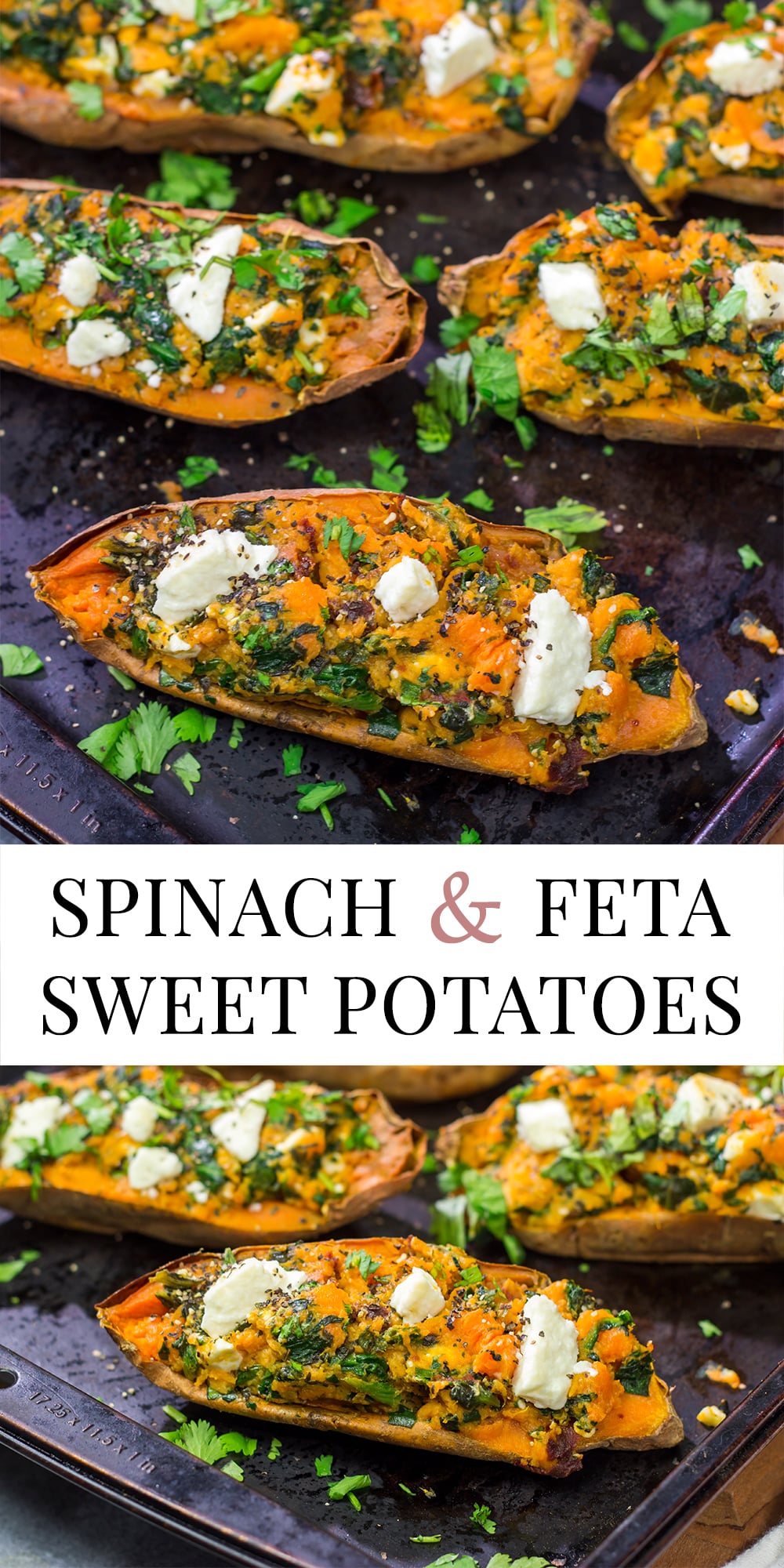 These Spinach and Feta Stuffed Sweet Potatoes are flavorful and easy. They're a great side dish when you want to mix things up a bit!