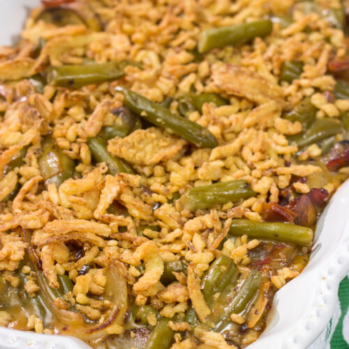 This Classic Green Bean Casserole features tender green beans in a creamy mushroom sauce. It's a staple holiday side dish for a reason!