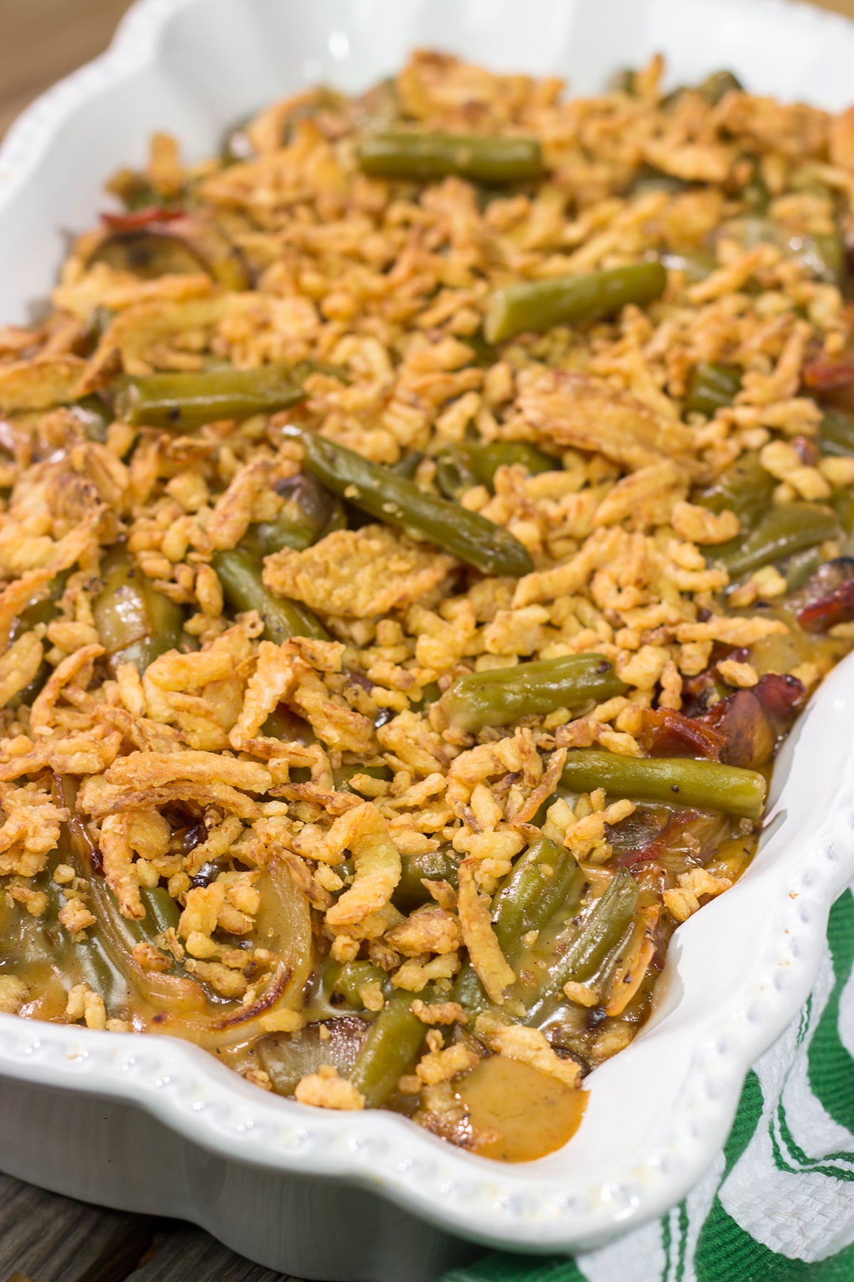 This Classic Green Bean Casserole features tender green beans in a creamy mushroom sauce. It's a staple holiday side dish for a reason!