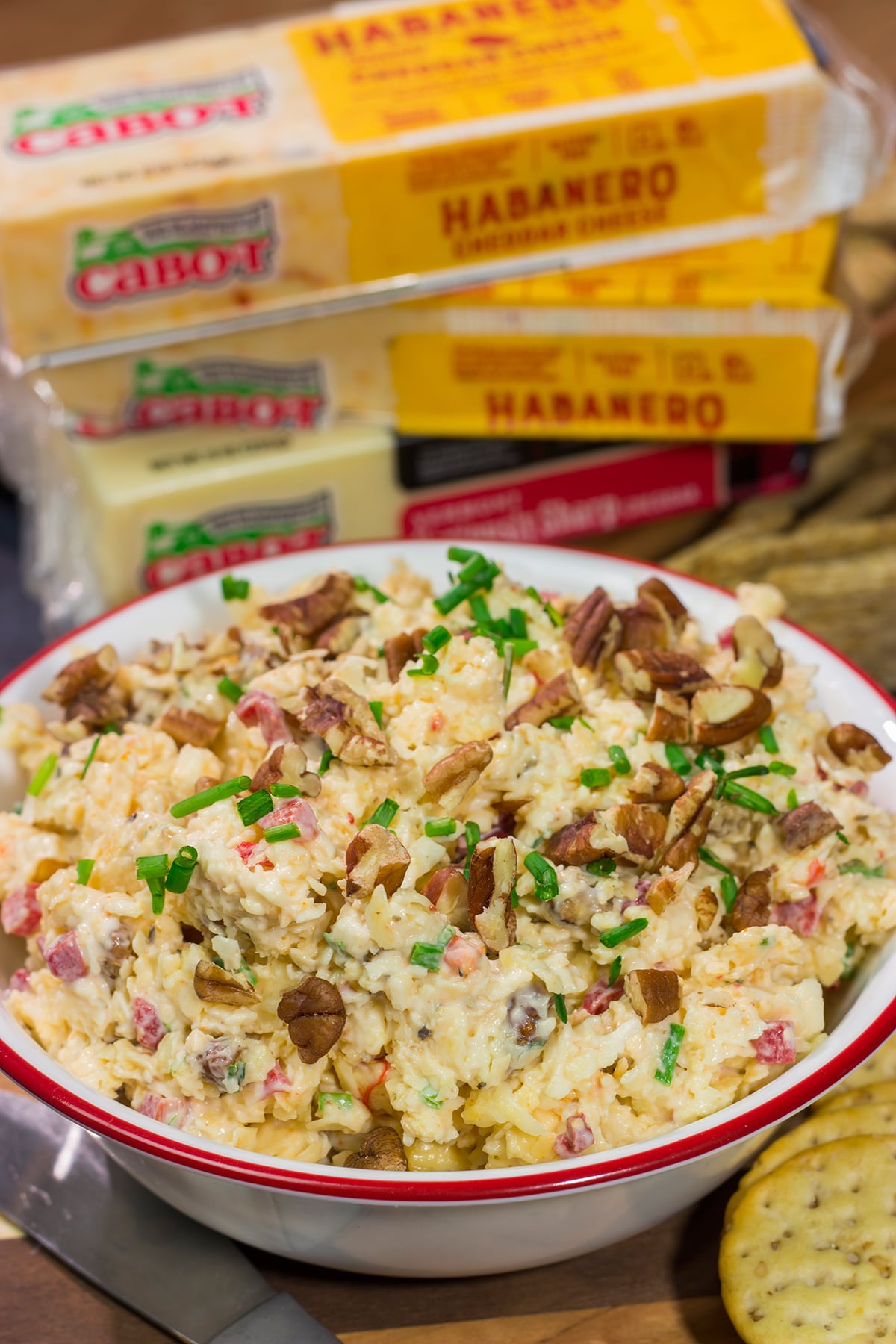 This Pecan Habanero Pimento Cheese is a classic Southern cheese spread...with a spicy kick! Grab some crackers and make a batch today!