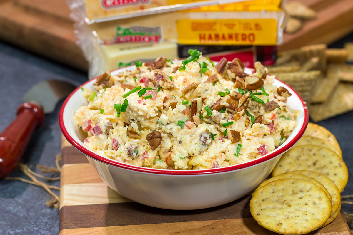 This Pecan Habanero Pimento Cheese is a classic Southern cheese spread...with a spicy kick! Grab some crackers and make a batch today!