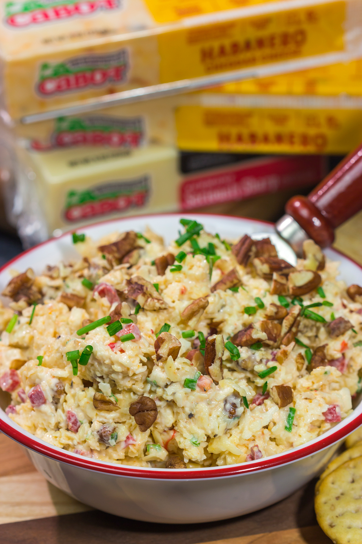 This Pecan Habanero Pimento Cheese is a classic Southern cheese spread...with a spicy kick! Grab some crackers and make a batch today!