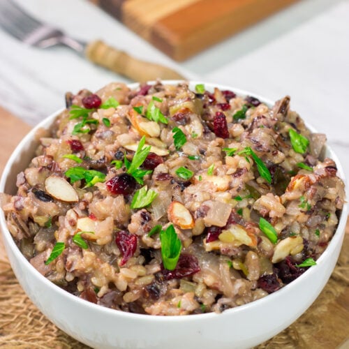 This Slow Cooker Wild Rice recipe is an easy and delicious recipe. It makes for a great side dish for weeknight meals!
