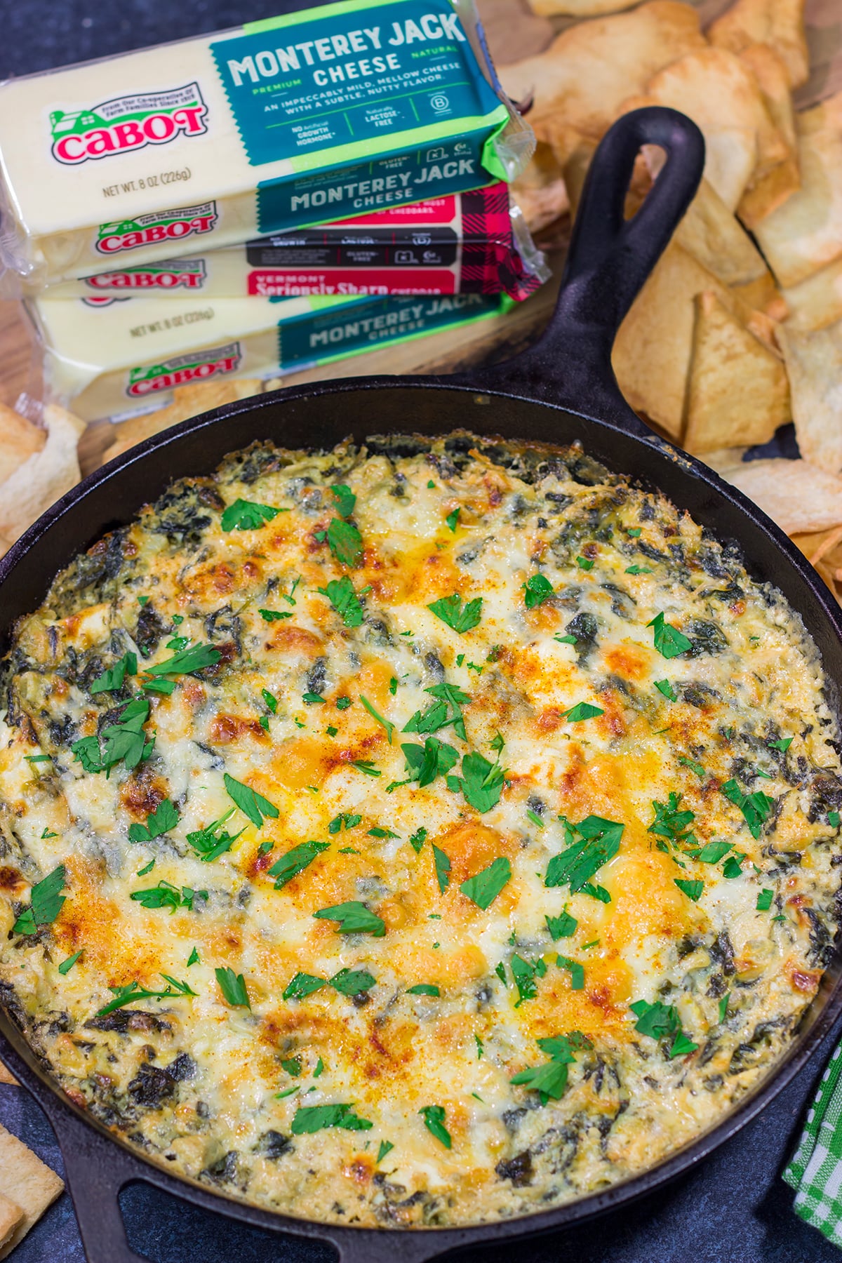 Served in a cast iron skillet, this Baked Spinach Dip is always a crowd-pleaser in our house. It's the perfect appetizer for gamedays!