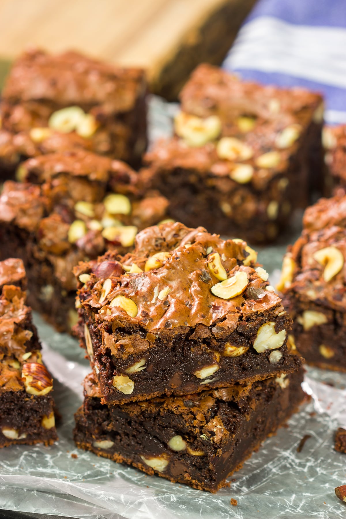 These chewy Chocolate Hazelnut Brownies include both Nutella and chopped hazelnuts - they're an easy and delicious sweet treat!