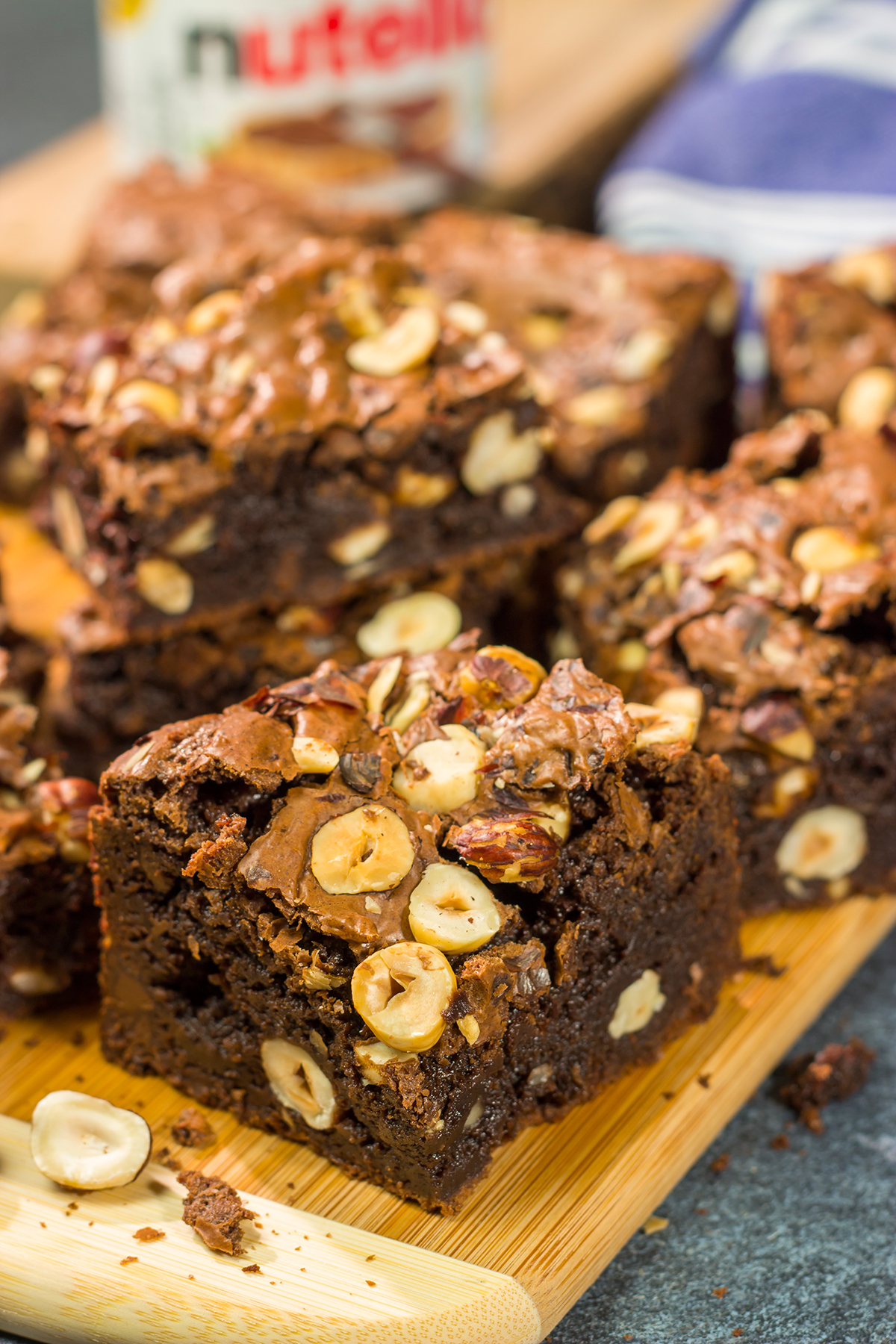 These chewy Chocolate Hazelnut Brownies include both Nutella and chopped hazelnuts - they're an easy and delicious sweet treat!