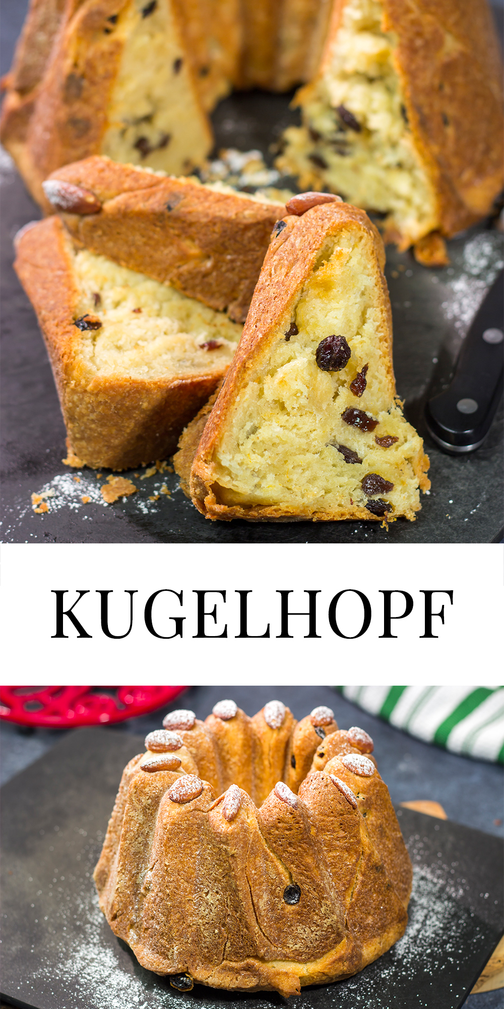 Featuring rum or kirsch-soaked raisins, whole almonds and a dusting of confectioner's sugar, this traditional Kugelhopf recipe makes for a fantastic holiday treat!