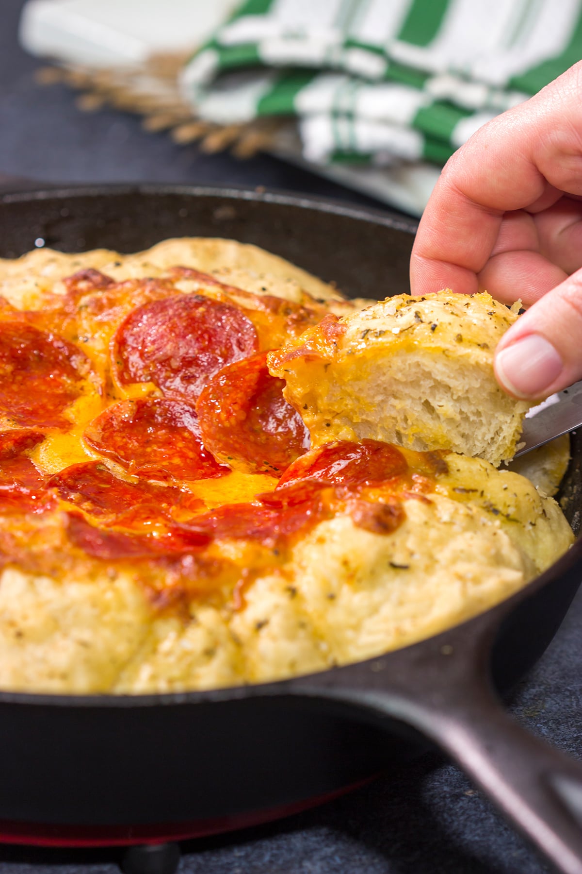 This Pepperoni Pizza Dip features all of the classic pizza flavors...in dip form. It's a great game day appetizer to share with friends!