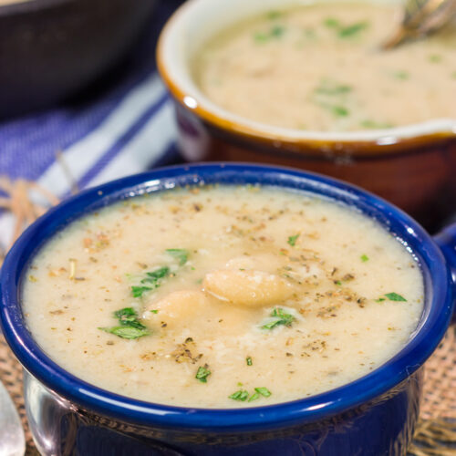 A bowl of this Creamy White Bean Soup is a tasty (and healthy) way to warm up on a cold winter evening!