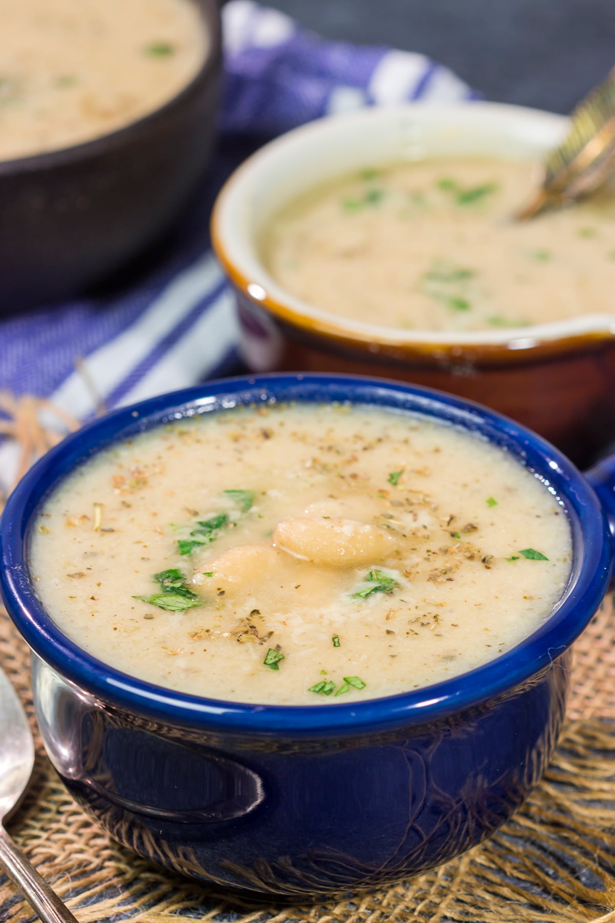A bowl of this Creamy White Bean Soup is a tasty (and healthy) way to warm up on a cold winter evening!