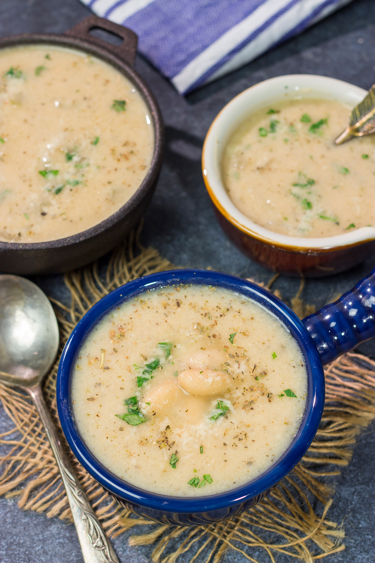 A bowl of this Creamy White Bean Soup is a tasty (and healthy) way to warm up on a cold winter evening!
