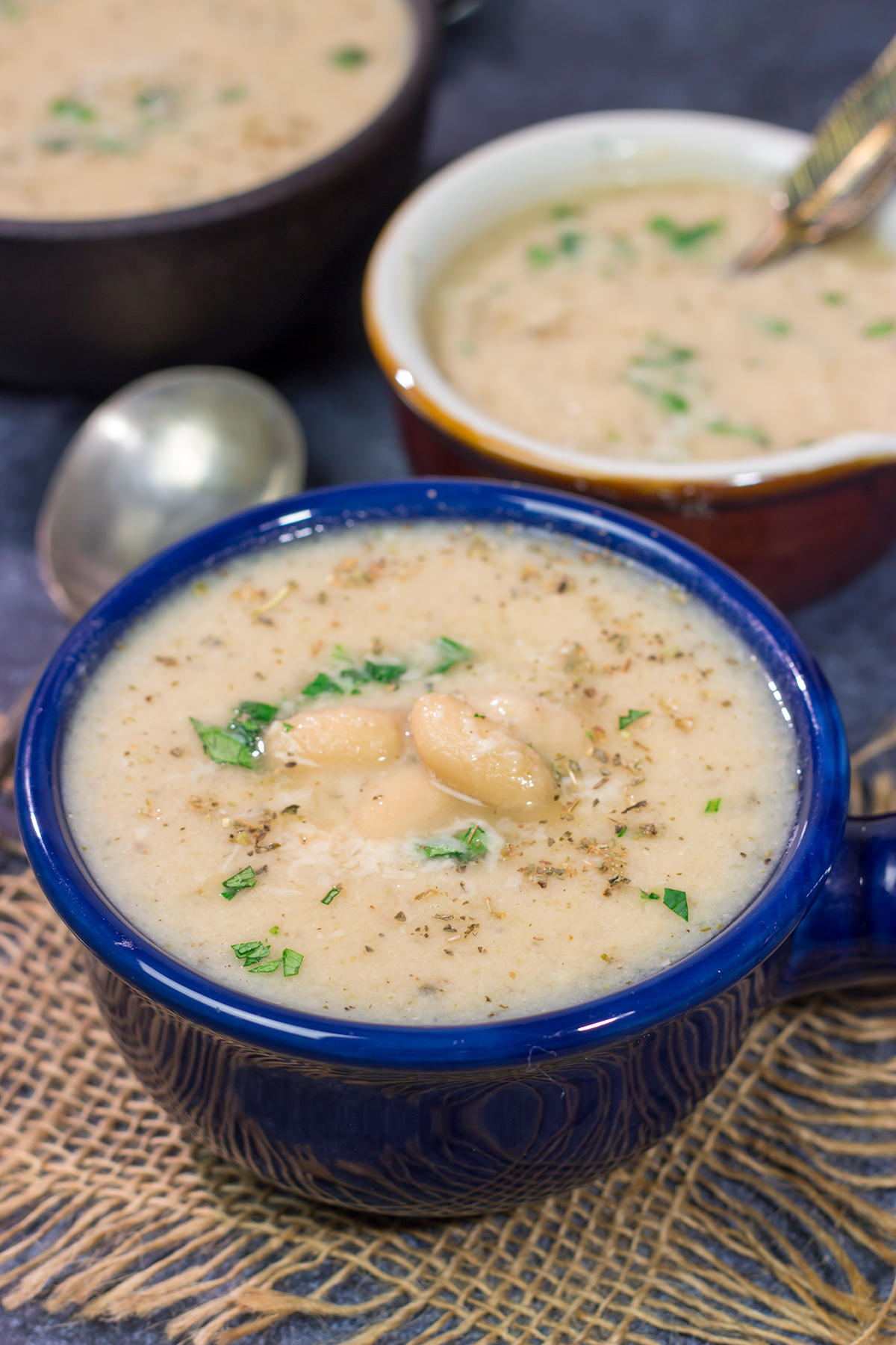 A bowl of this Creamy White Bean Soup is a tasty (and healthy) way to warm up on a cold winter evening!