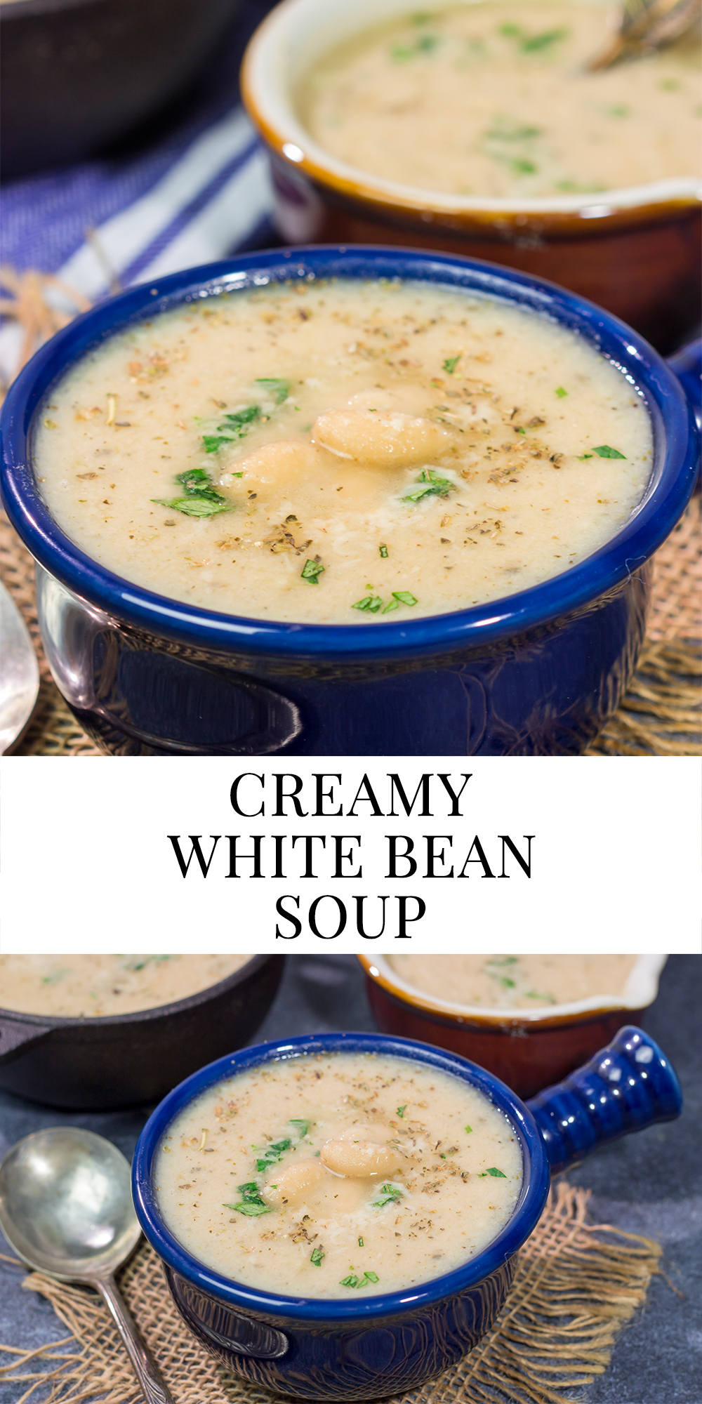 A bowl of this Creamy White Bean Soup is a tasty (and healthy) way to warm up on a cold winter evening!