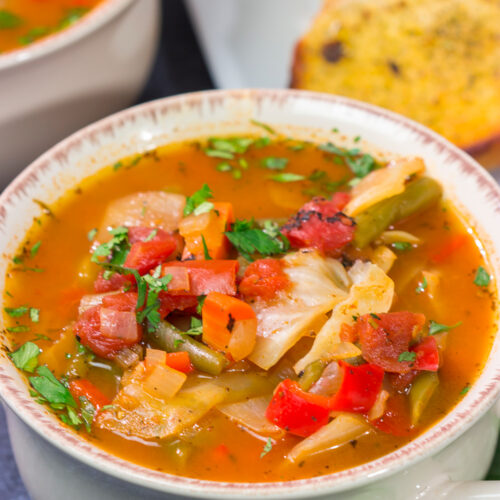 Looking for a healthy and tasty soup recipe? Grab a head of cabbage! This Healthy Cabbage Soup is a great way to warm up on a cold day!
