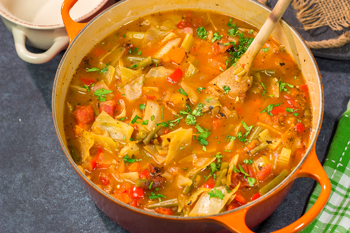 Looking for a healthy and tasty soup recipe? Grab a head of cabbage! This Healthy Cabbage Soup is a great way to warm up on a cold day!