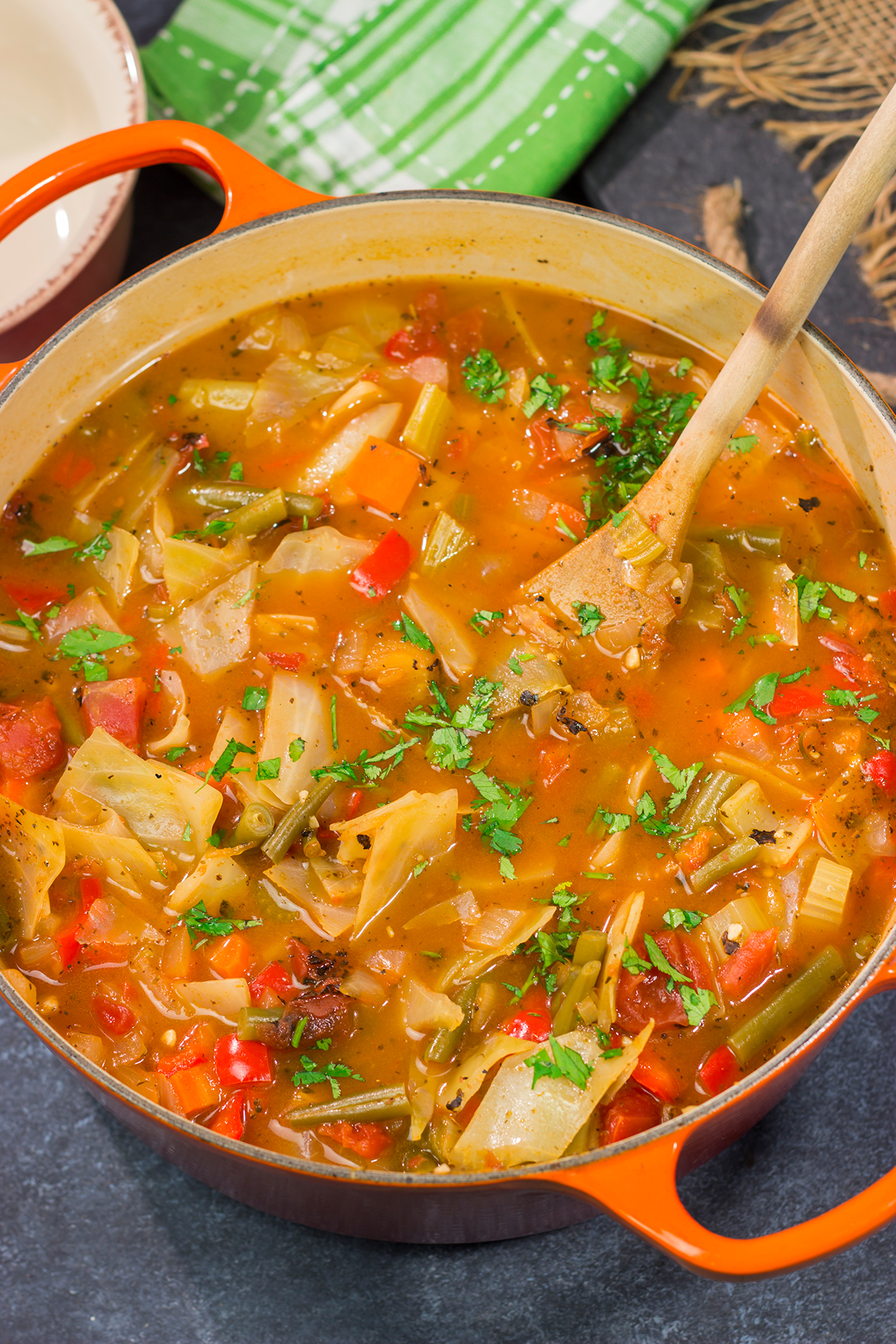 Looking for a healthy and tasty soup recipe? Grab a head of cabbage! This Healthy Cabbage Soup is a great way to warm up on a cold day!
