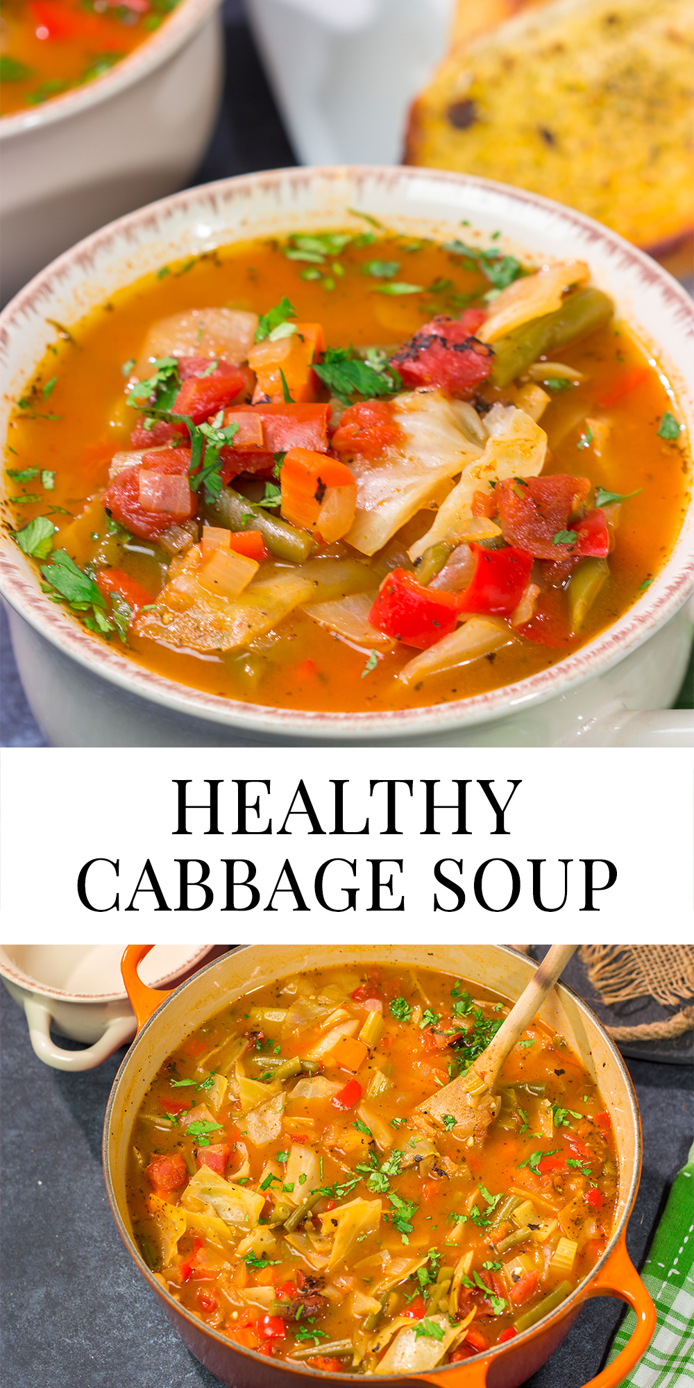 Looking for a healthy and tasty soup recipe? Grab a head of cabbage! This Healthy Cabbage Soup is a great way to warm up on a cold day!