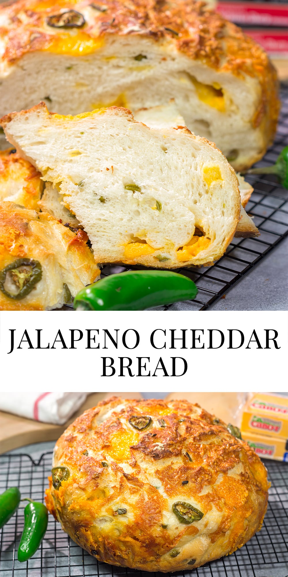 This Jalapeno Cheddar Bread features chunks of cheddar cheese and diced jalapenos mixed into a classic rustic bread. This bread makes fantastic grilled cheese sandwiches!!