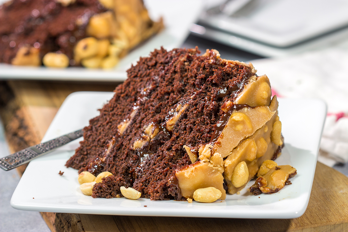 This Caramel Chocolate Cake features layers of decadent cake, chocolate ganache and salted caramel. It's like a giant molten chocolate cake...but better!