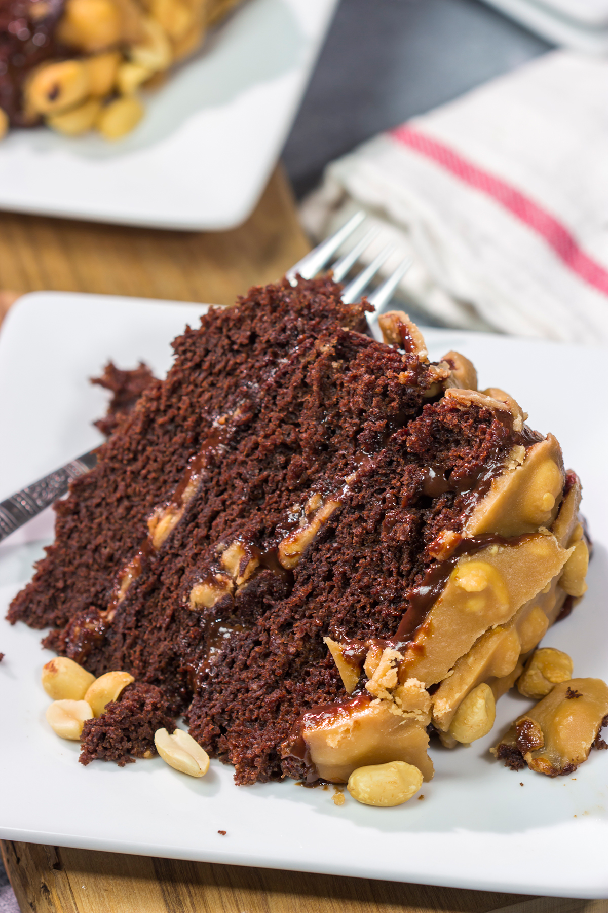 This Caramel Chocolate Cake features layers of decadent cake, chocolate ganache and salted caramel. It's like a giant molten chocolate cake...but better!