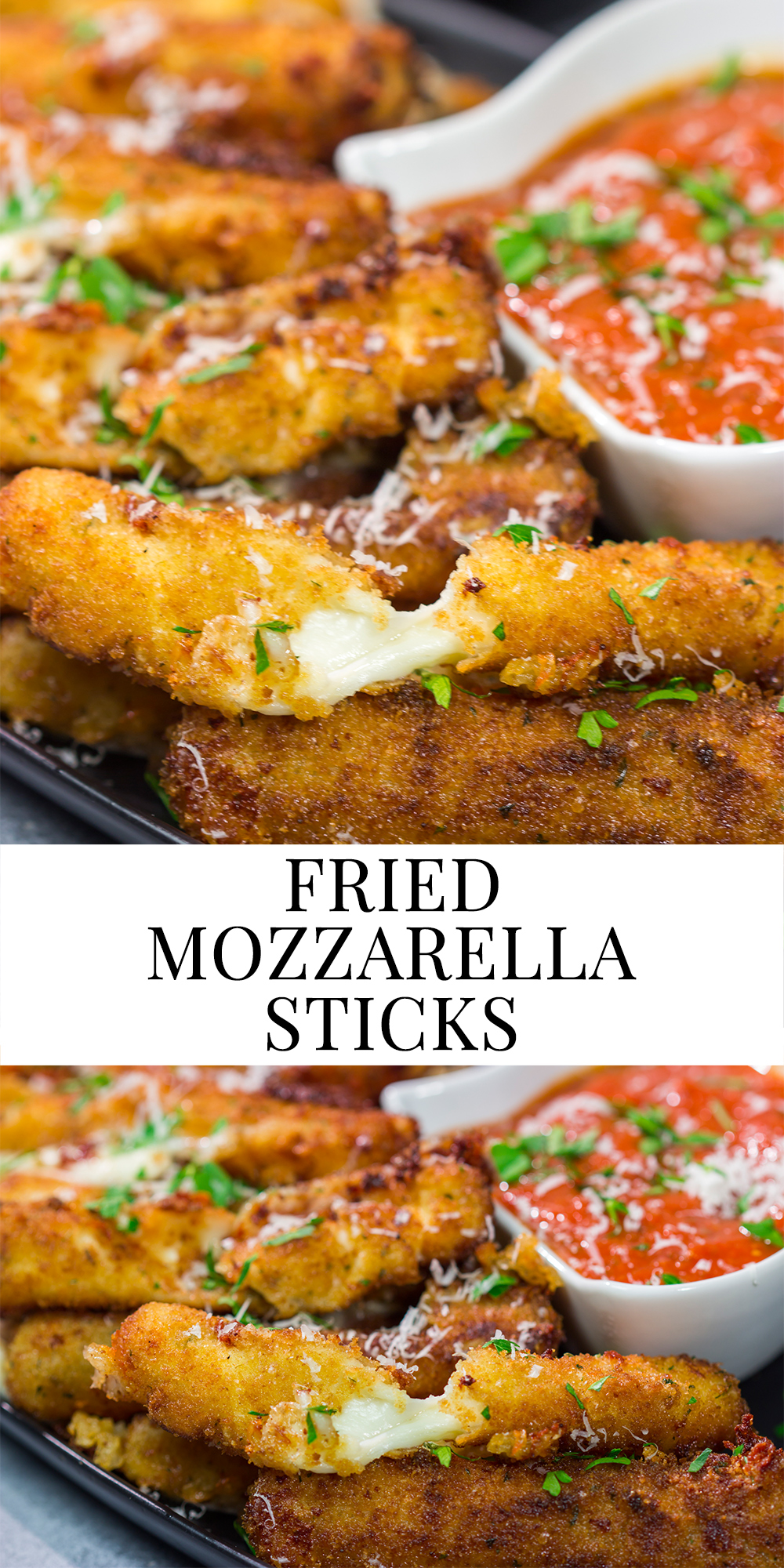 Make your own homemade Fried Mozzarella Sticks and serve 'em with warm marinara sauce. These make a great appetizer for game nights with friends!