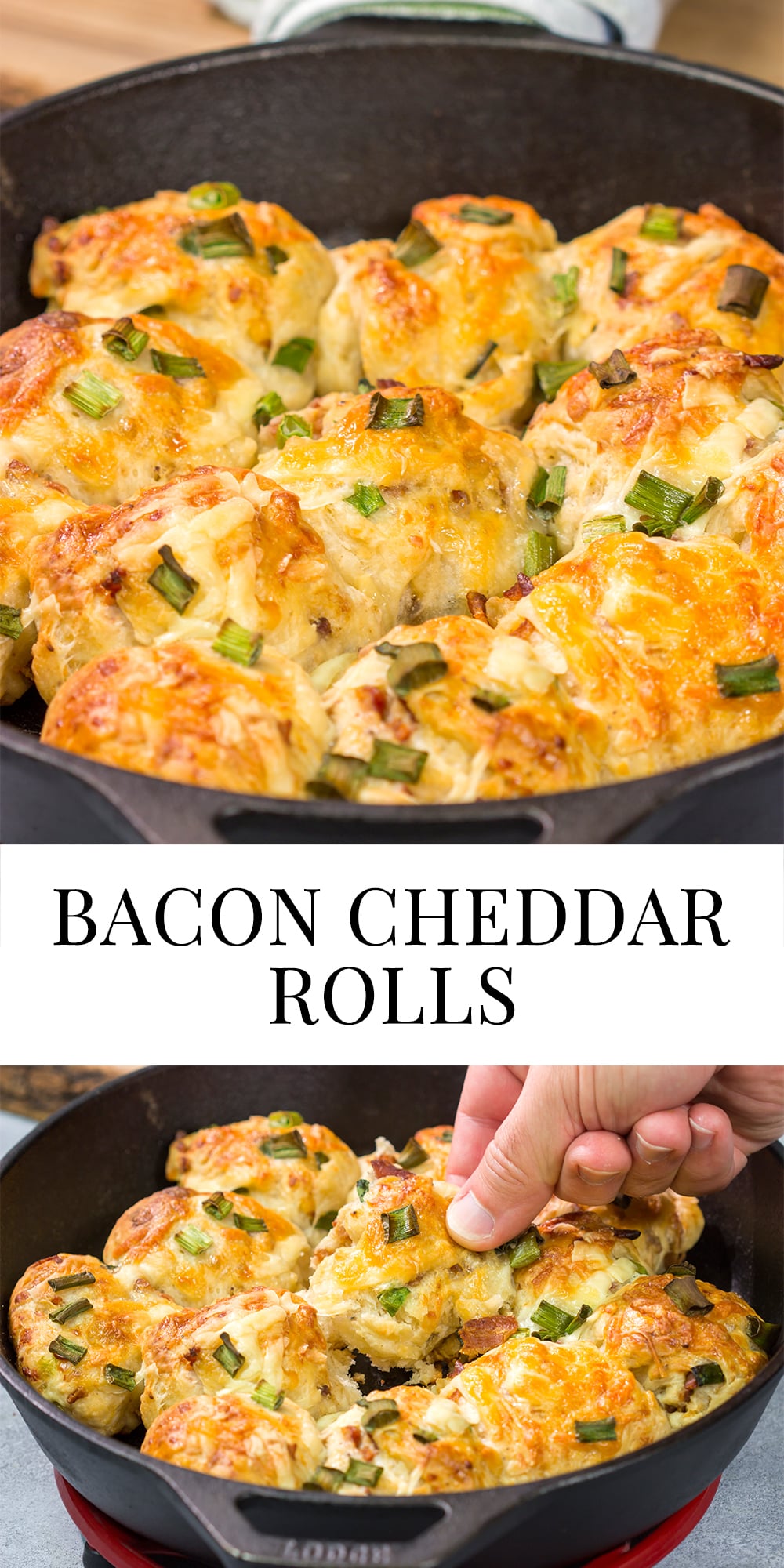 Take your dinner rolls to a whole new level! These Bacon Cheddar Rolls are packed with crispy bacon and sharp cheddar cheese. Yum!