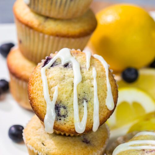 Featuring a lemony tender crumb bursting with blueberries, these Lemon Blueberry Muffins are great for weekend breakfasts!