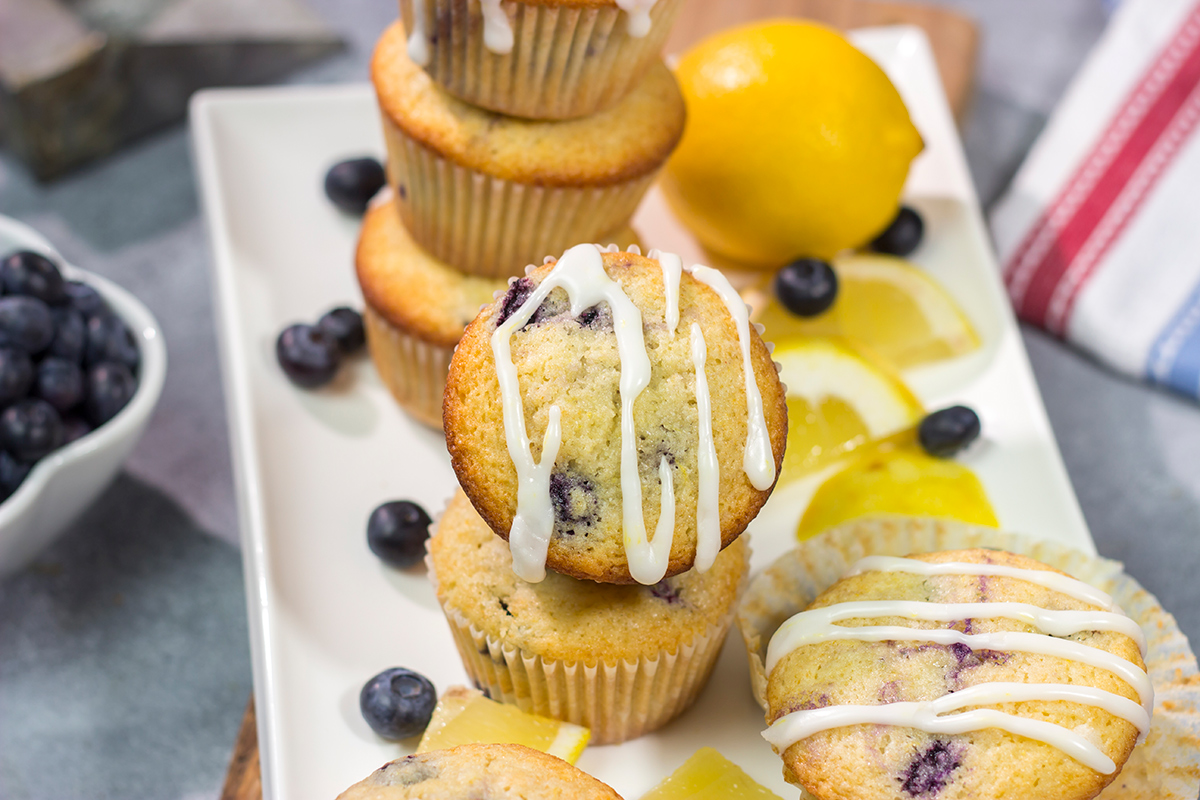 Featuring a lemony tender crumb bursting with blueberries, these Lemon Blueberry Muffins are great for weekend breakfasts!