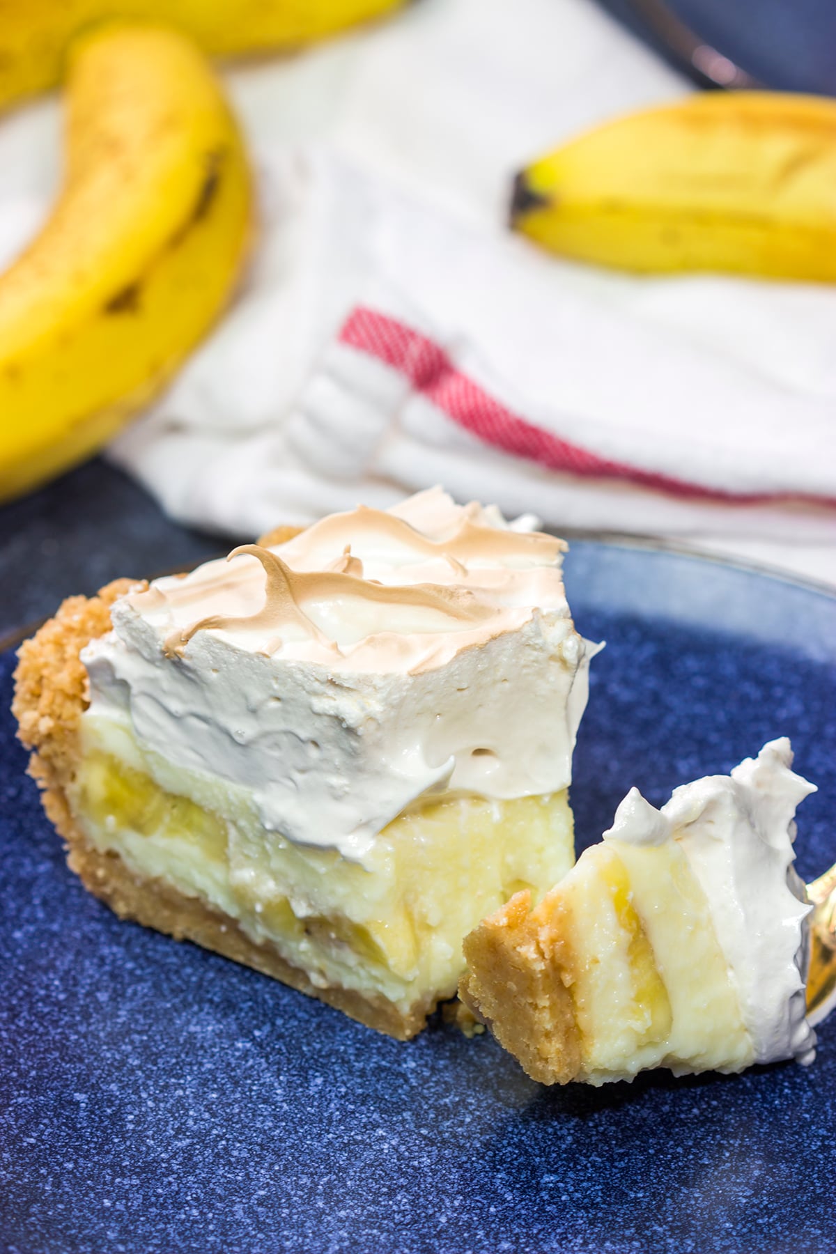 This Banana Pudding Pie features a creamy banana pudding base topped with a light and airy meringue. It's a combination of two favorites in one!